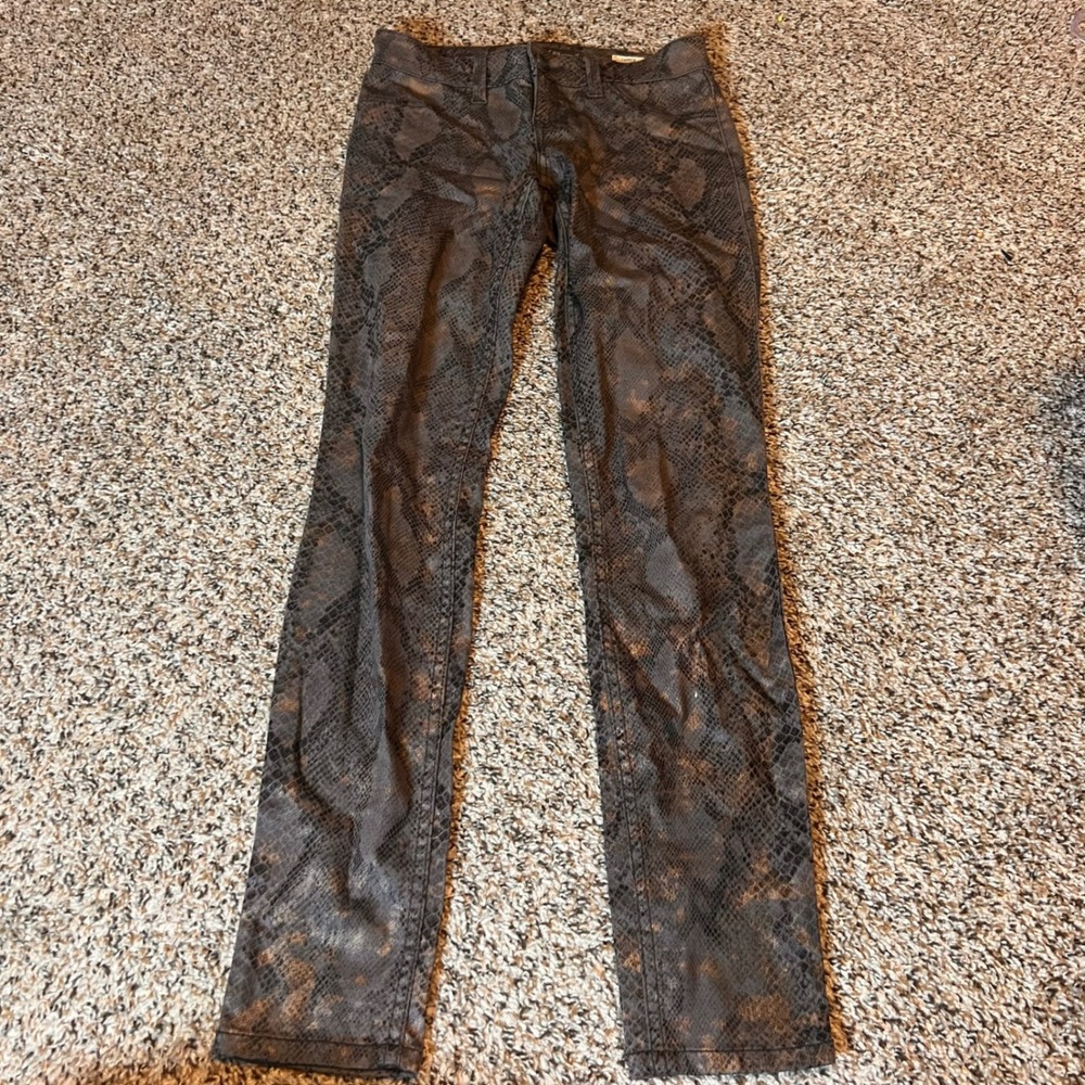 Level‎ 99 Snakeskin Print Ultra Skinny Jeans Gray Animal Print Size 25